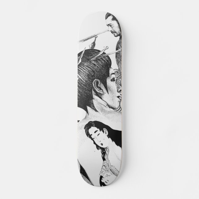 Geisha und die Samurais Skateboard (Vorderseite)