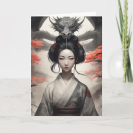 Geisha und Dragon neues Jahr 2024 Karte