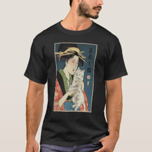 Geisha und Katze 1 Ukiyo E Japanischer Krieger  Sa T-Shirt