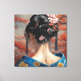 Geisha und Kimono Leinwanddruck