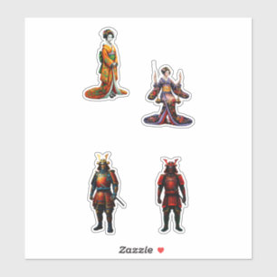 Geisha und Samurai Aufkleber