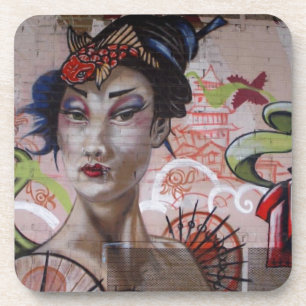 Geisha Urban Graffiti Street Art Getränkeuntersetzer