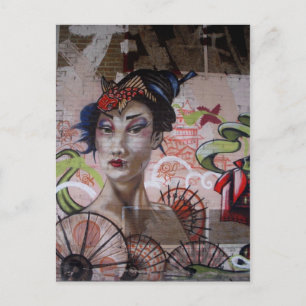 Geisha Urban Graffiti Street Art Postkarte