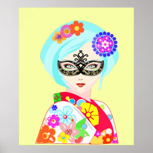 Geisha w Venezianisch Mask Poster