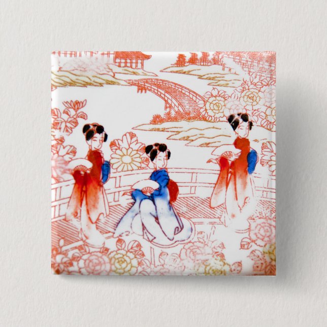 Geishas im Garten Button (Vorderseite)