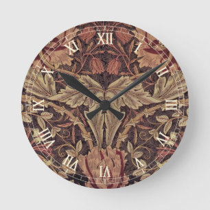 Geißblatt von William Morris, Gartenblumen Kunst Runde Wanduhr