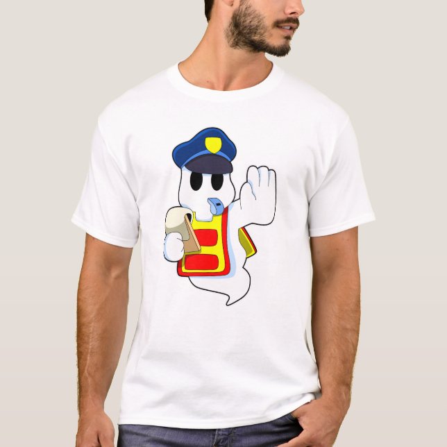 Geist als Polizeibeamter mit Pfeifen T-Shirt (Vorderseite)