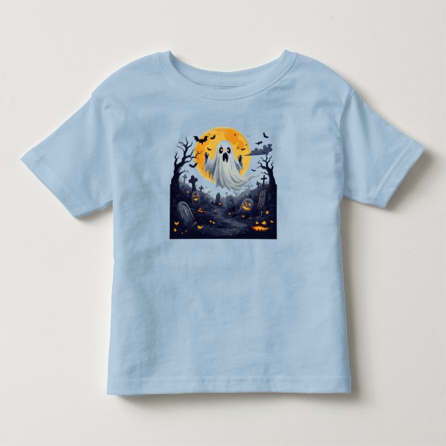 Geist auf einem Spuk Friedhof mit Vollmond Kleinkind T-shirt (Vorderseite)