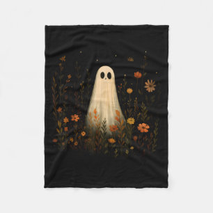 Geist auf einer Blumenwiese Halloween Herbst Desig Fleecedecke