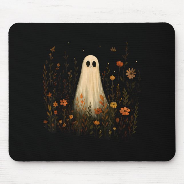 Geist auf einer Blumenwiese Halloween Herbst Desig Mousepad (Vorne)