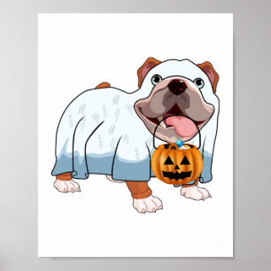 Geist Bulldogge Halloween Hund Poster
