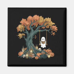 Geist, der Buch liest, Katzenliebhaber Halloween-L Magnet