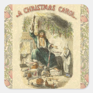 Geist der gegenwärtigen Weihnacht Scrooge Quadratischer Aufkleber