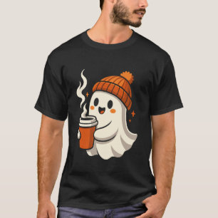 Geist, der Kaffee trinkt, lustiges Halloween-Koste T-Shirt