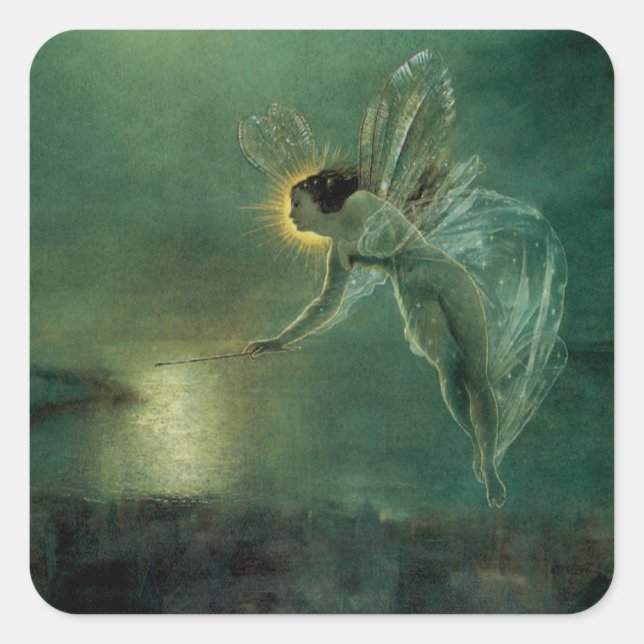 Geist der Nacht von Grimshaw, Viktorianische Fee Quadratischer Aufkleber (Vorderseite)