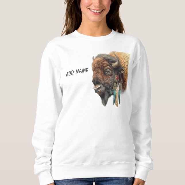 Geist der Prärie: Heiliger Büffel Sweatshirt (Vorderseite)