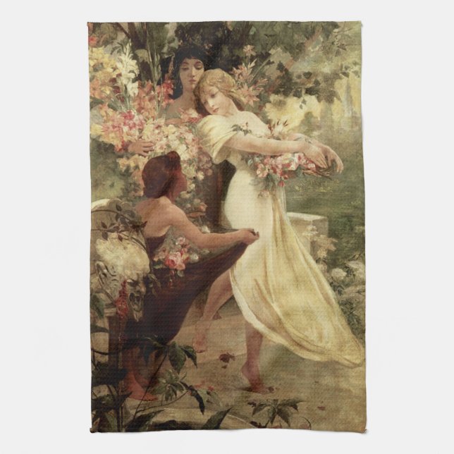 Geist des Frühlings von Alphonse Mucha Geschirrtuch (Vertikal)