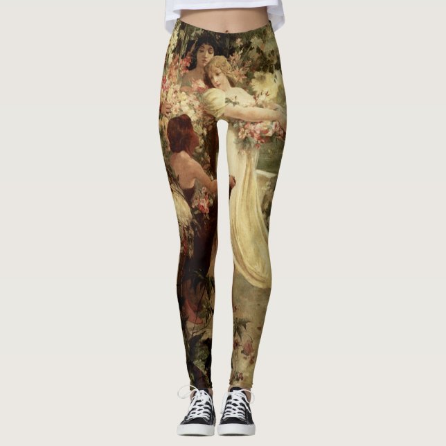 Geist des Frühlings von Alphonse Mucha Leggings (Vorderseite)
