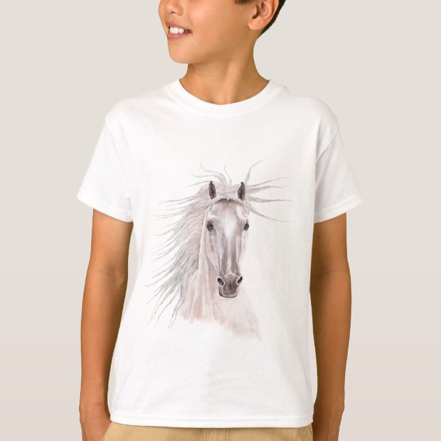 Geist des Wind-Pferds - Weinlese T-Shirt (Vorderseite)