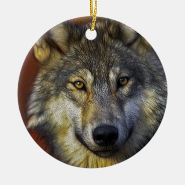Geist des Wolfs - Geschenke des Therianischen Wolf Keramik Ornament (Vorne)