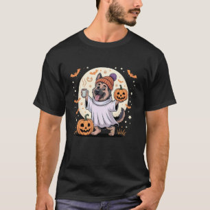 Geist Deutscher Schäferhund Kürbis Trinken Beanie T-Shirt
