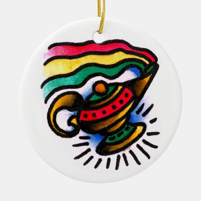 Geist-Flaschen-Aquarell Keramikornament (Vorne)