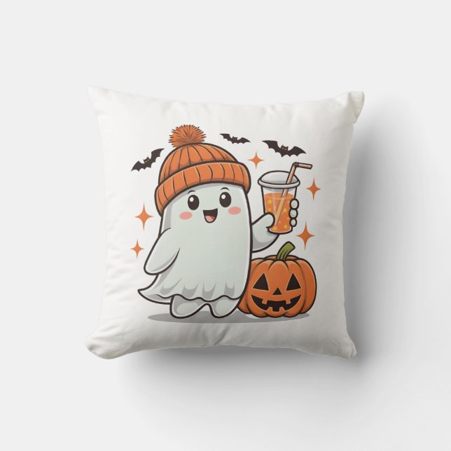 Geist, Fledermäuse, Pumpkin und Trinken, Niedliche Kissen (Vorderseite)