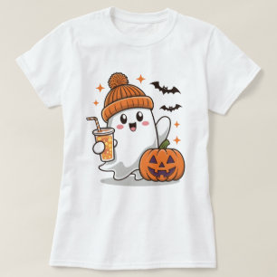 Geist, Fledermäuse, Pumpkin und Trinken, Niedliche T-Shirt