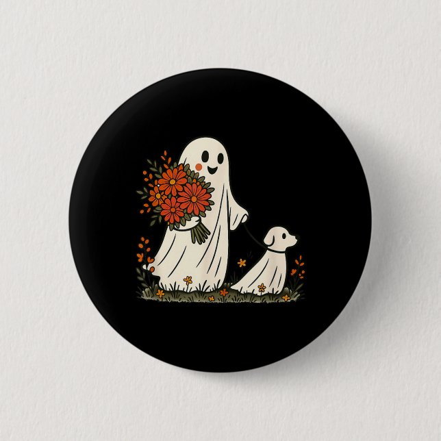 Geist gehender Hund Gruseliger lustiger Halloween- Button (Vorderseite)