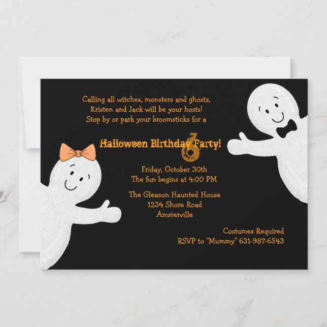 Geist-Geschwister-Halloween-Party-Einladung Einladung (Vorderseite)
