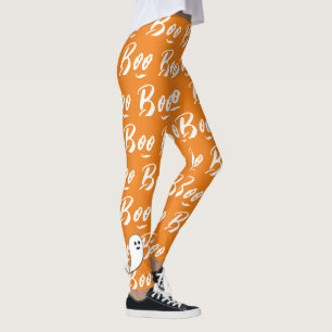 Geist Halloween schwarz weiß orange boo Leggings