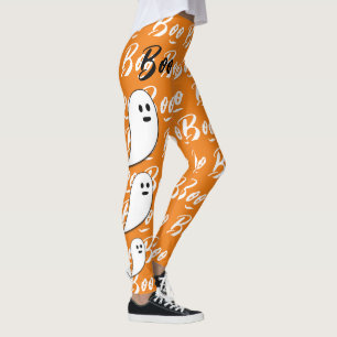 Geist Halloween schwarz weiß orange boo Leggings