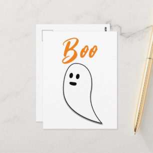 Geist Halloween schwarz weiß orange boo Postkarte