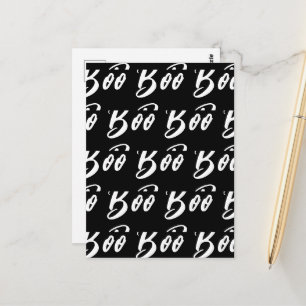 Geist Halloween Schwarz-Weiß-Textmuster boo Postkarte