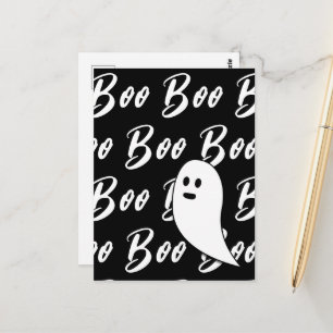 Geist Halloween Schwarz-Weiß-Textmuster boo Postkarte