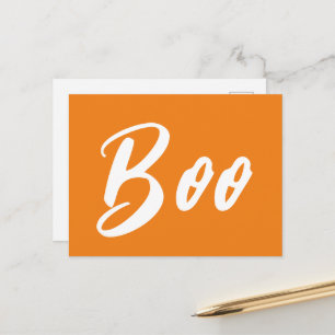 Geist Halloween weiß orange Boo Text Postkarte