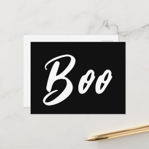 Geist Halloween weiß schwarzer Boo-Text Postkarte