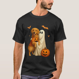 Geist hält Golden Dog Halloween - Lustiger Golden  T-Shirt