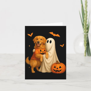 Geist hält goldenen Hund Halloween - Lustiger Gold Karte