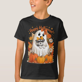 Geist hält Miniature Schnauzer Hund Blumen T-Shirt