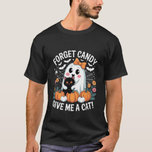 Geist hält schwarze Katze Blumen Vergiss Süßigkeit T-Shirt
