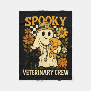 Geist hält schwarze Katze Hund Tierarzt Halloween Fleecedecke