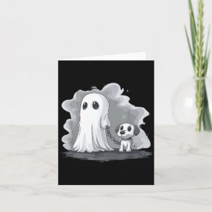 Geist hält Welpen Lustiges Halloween-Kostüm Karte