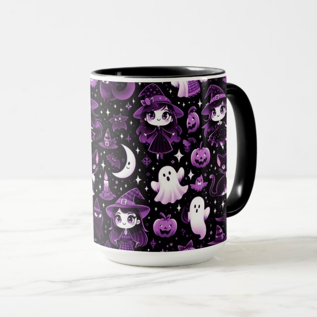 Geist, Hexen, Schwarze Katzen, Fledermäuse und Mon Tasse (VorderseiteRechts)