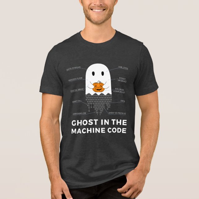 Geist im Maschinencode, lustiger Coder Halloween Tri-Blend Shirt (Vorderseite)
