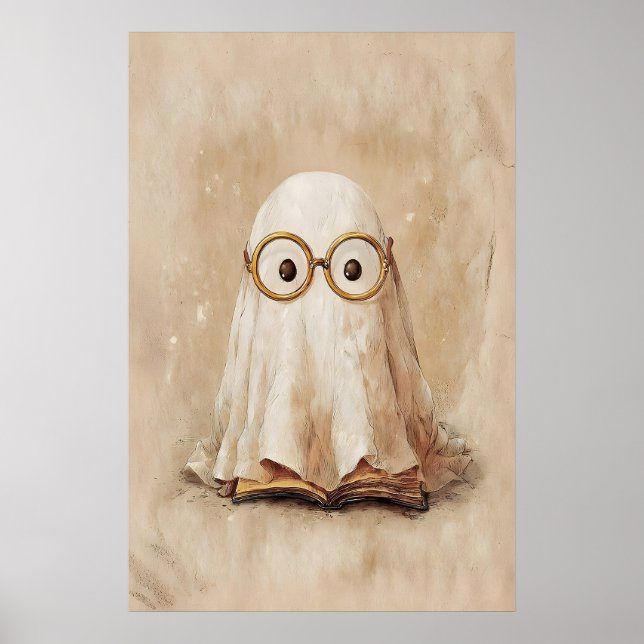 Geist in Brille mit Buchdruck, digital Poster (Vorne)
