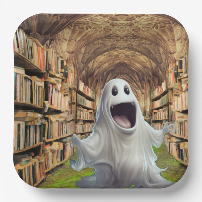 Geist in der Bibliothek Pappteller (Vorderseite)