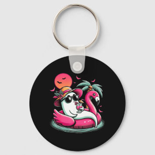 Geist in Rettungsring Flamingo auf einem Pool Floa Schlüsselanhänger