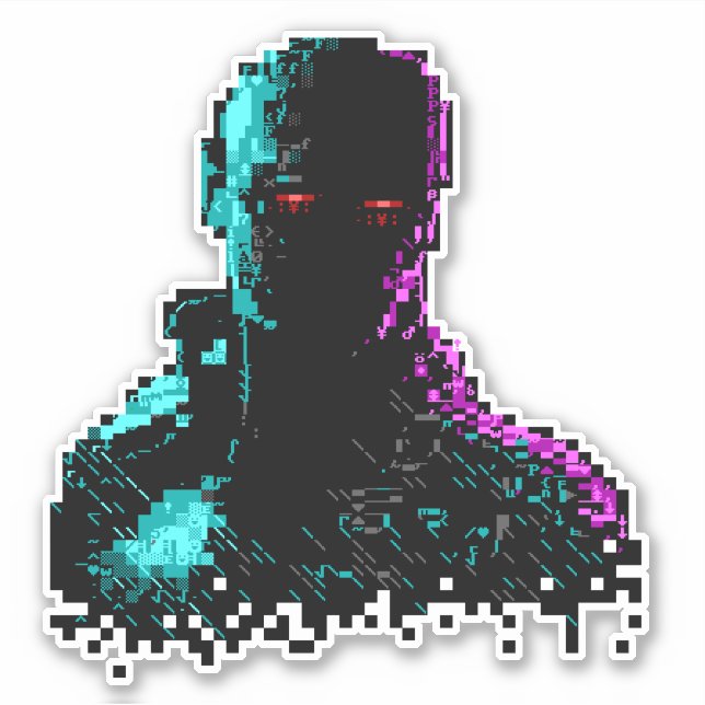 Geist in Wires ASCII Art Aufkleber (Vorderseite)