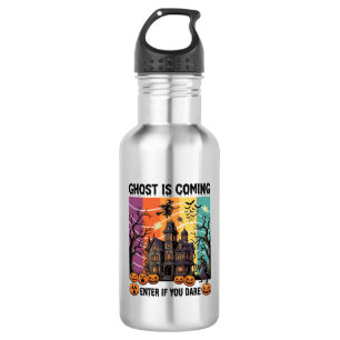 Geist kommt Halloween Spukhaus Hexe Kürbis Edelstahlflasche
